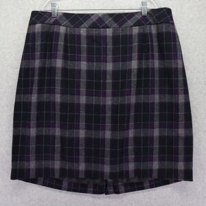 Chadwicks Skirt Womens 18W Plus Wool Blend Pencil Mini Lined Gray Purple Plaid